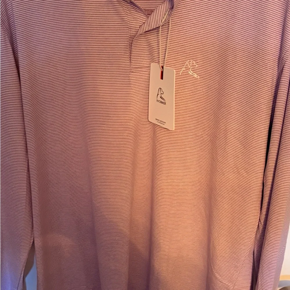 Rhoback “The Whaler” Men's Long-Sleeve Lavendar Polo - Picture 2 of 15